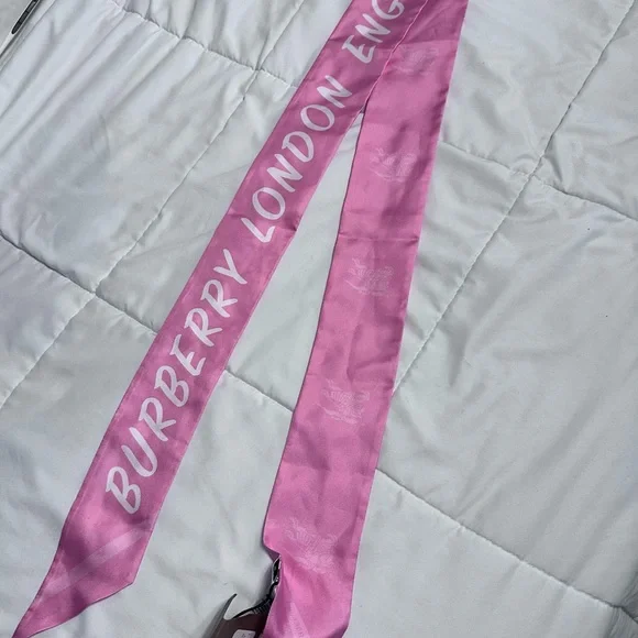 Burberry Pink Logo Silk Scarf - Picture 2 of 6